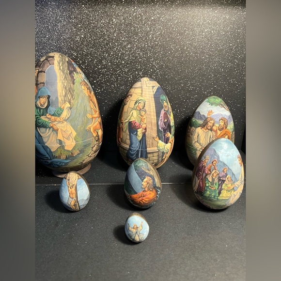nesting eggs Other - HAND PAINTED WOOD NESTING EGGS by Russian Artist (BEAUTIFUL )